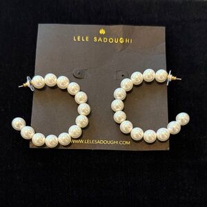 Lele Sadoughi Faux Pearl Hoop Earrings